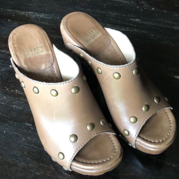 Stuart Weitzman brown studded clogs - Picture 2 of 8